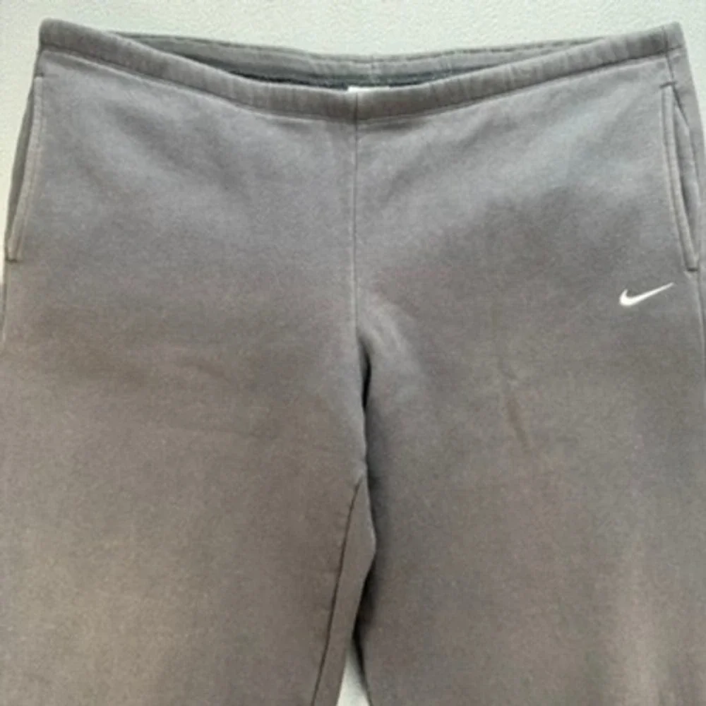 Vintage Nike Sweatpants Mens M Grey Y2K Fleece Wide Leg Swoosh Embroidered 90s